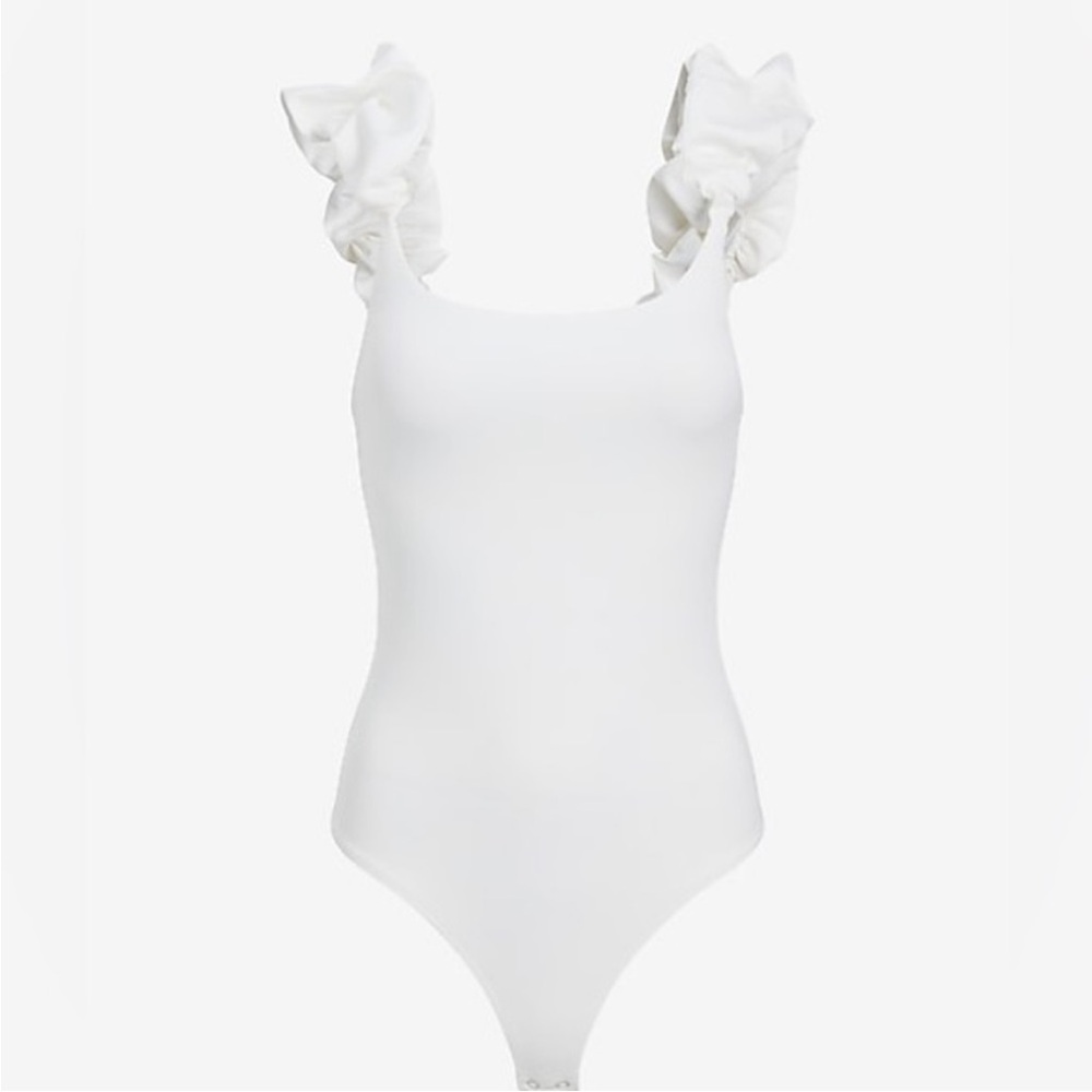 NWOT Express Scoop Neck Puff Strap Thong Bodysuit- XS size